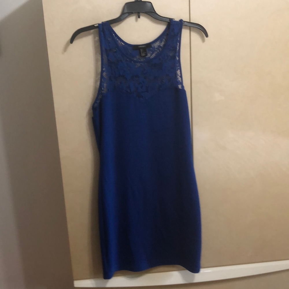 Forever 21 Royal blue body con dress w lace!